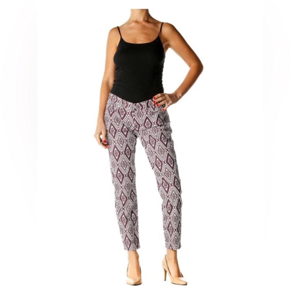 7 For All Mankind Aztec Print Purple White Cropped Size 28